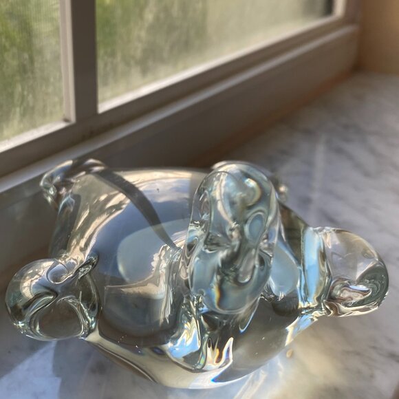Art Glass Turtle Hand Blown Clear Glass Paperweight Statuette - Picture 4 of 8